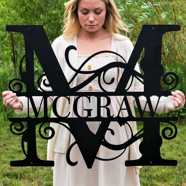 Personalized Family Name Metal Sign, Housewarming Gift, Metal Monogram Sign, Door Hanger, Last Name Sign, Metal Wall Art, Wedding Gift