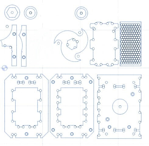 7 BLADE MINI. LASER CUT PARTS KIT - 6MM WELDED SIEVE INCLUDED. - 3 BLADE ROTATION SHEAR